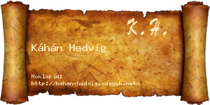 Káhán Hedvig névjegykártya